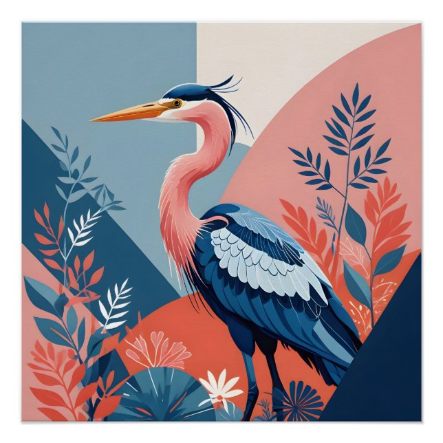 Póster cartel de garceta azul (Anverso)