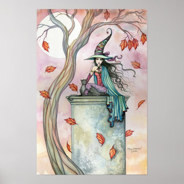 Póster Cartel de Gato Bruja de Otoño (Frente)