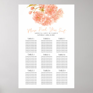 Póster Cartel de gráfico de asientos de boda de flor de d