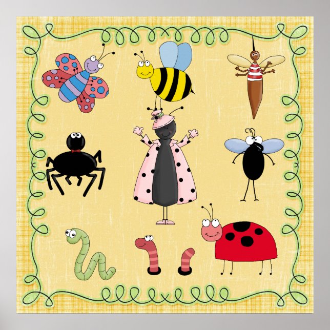 Póster Cartel de guardería Bugs (Frente)