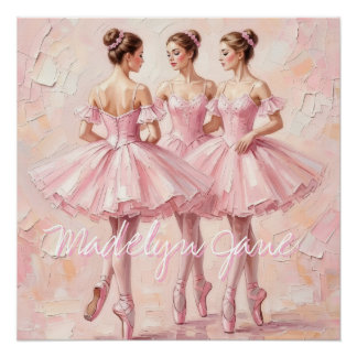 Póster cartel de guardería de bailarina coqueta con nombr