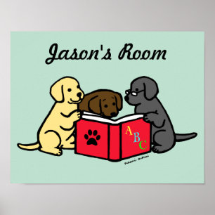 Póster Cartel de guardería de cachorros labradores leyend