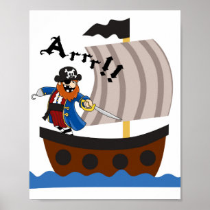 Póster Cartel de guardería de piratas