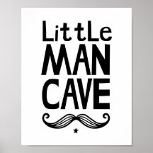 Cartel de guardería Little Man Cave con bigote