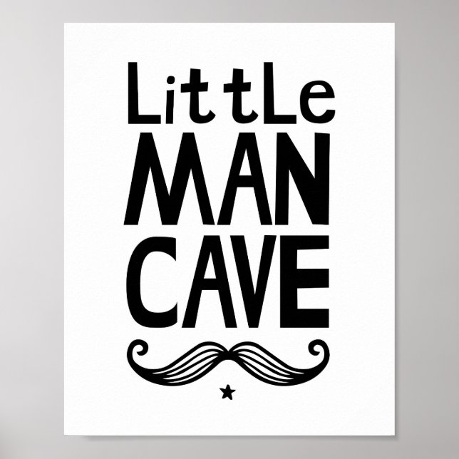 Póster Cartel de guardería Little Man Cave con bigote (Frente)