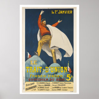 Póster Cartel de guerra vintage de periódico franco-itali
