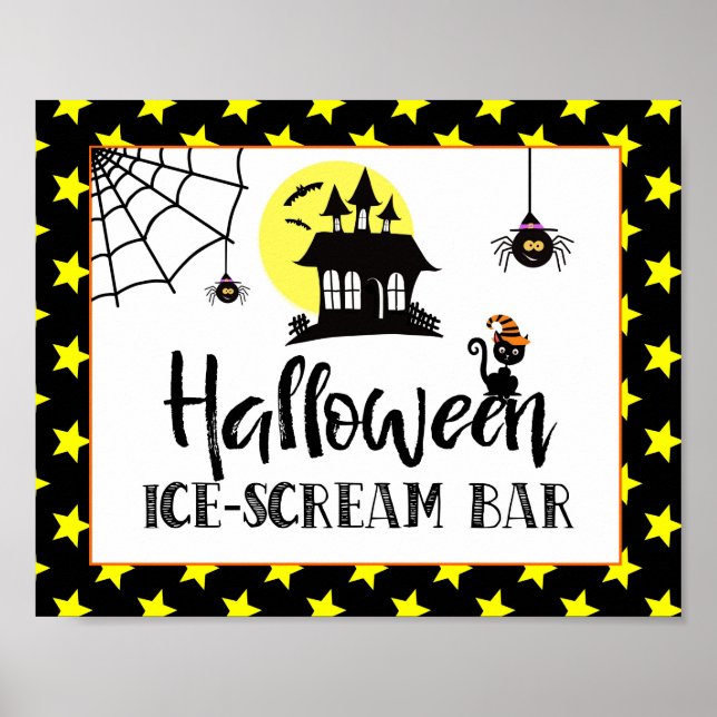 Póster cartel de helados de fiesta de halloween (Frente)