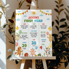 Póster Cartel de hito del primer año de animales de granj