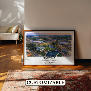 Póster Cartel de Huntsville Alabama, Acuarela, Personaliz