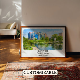 Póster Cartel de Huntsville Alabama, Acuarela, Personaliz