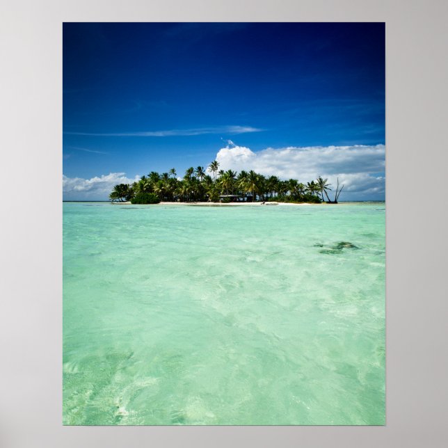 Póster Cartel de isla del Pacífico con palmeras (Frente)