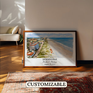 Póster Cartel de Jacksonville Florida, Acuarela, Personal