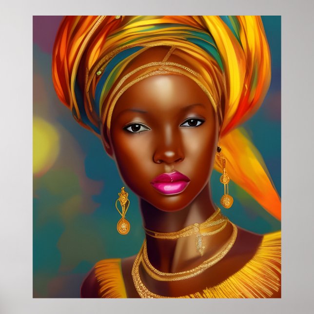 Póster Cartel de joyería de oro mujer princesa africana 2 (Frente)