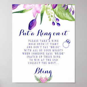 Póster Cartel de juego de anillo elegante floral para duc