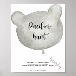Póster Cartel de juego de baby shower: Chupete de globo d
