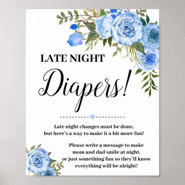 Póster Cartel de juego de Baby Shower de Blue Late Night  (Frente)