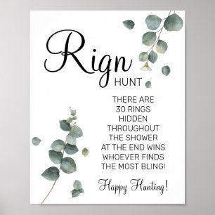 Póster Cartel de juego de baby shower de Eucalyptus Ring 