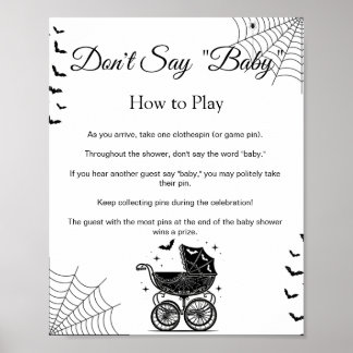 Póster Cartel de juego de baby shower de Halloween 'No di