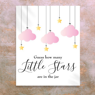 Póster Cartel de Juego de Baby Shower Rosado de Estrellit