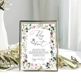 Póster Cartel de Juego de Boda: Caza del Anillo Floral El