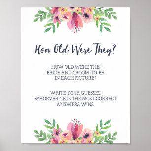 Póster Cartel de juego de edad para ducha de boda
