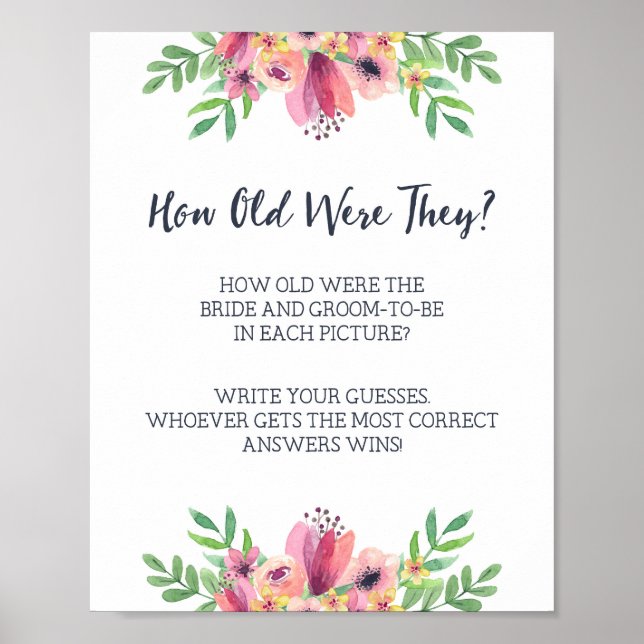 Póster Cartel de juego de edad para ducha de boda (Frente)