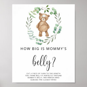 Póster cartel de juego del tamaño de la barriga de mamá o