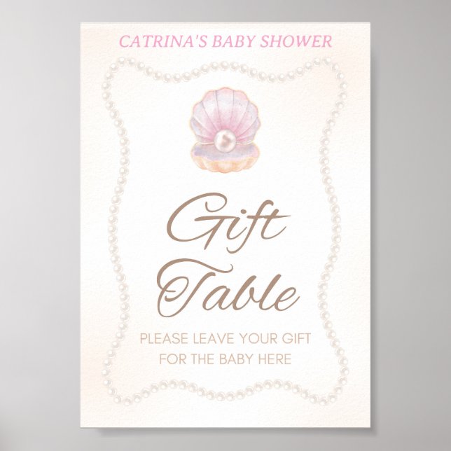 Póster Cartel de juego para baby shower de perla (Frente)