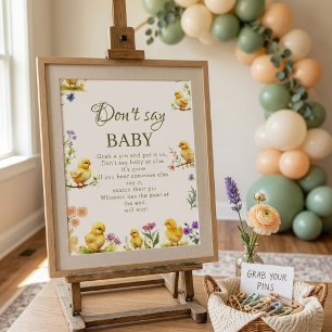 Póster Cartel de juego para baby shower Granja de pollos 