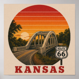 Póster Cartel de Kansas Rainbow Bridge Ruta 66