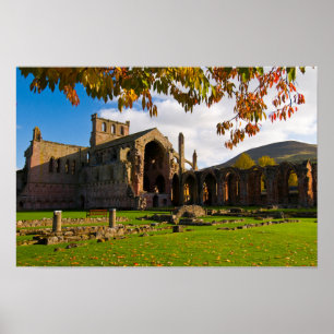 Póster Cartel de la Abadía de Melrose, Escocia