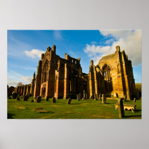 Póster Cartel de la Abadía de Melrose, Escocia