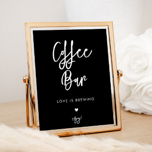 Póster Cartel de la barra de café del boda negro contempo