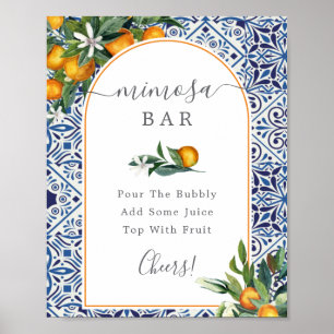 Póster Cartel de la barra de Mimosa de cítricos y baldosa