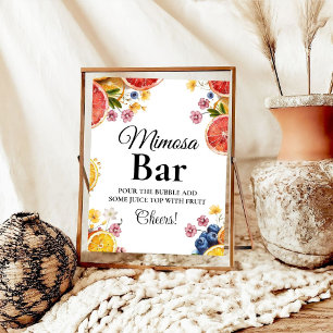 Póster Cartel de la barra de mimosa de la ducha de novia 