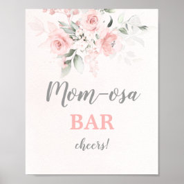 Póster Cartel de la barra Mimosa floral rosa Rubor