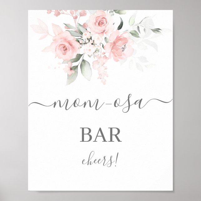 Póster Cartel de la barra Mimosa floral rosa Rubor (Frente)