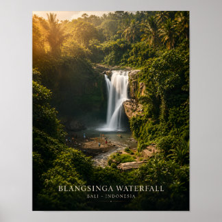 Póster Cartel de la cascada Blangsinga de Bali