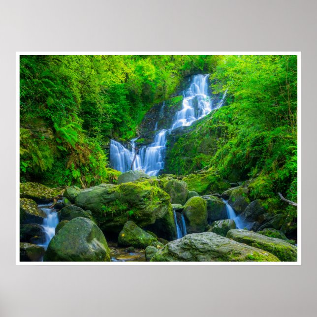 Póster Cartel de la cascada de Torc | Parque Killarney Ir (Frente)