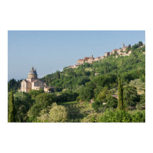 cartel de la catedral y pueblo de Montepulciano