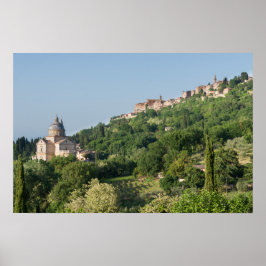 Póster cartel de la catedral y pueblo de Montepulciano