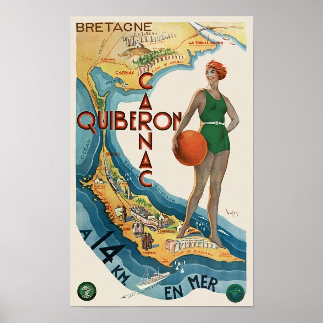 Póster Cartel de la cosecha de 1930 en Quiberon France (Frente)