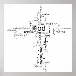 Póster cartel de la cruz cristiana