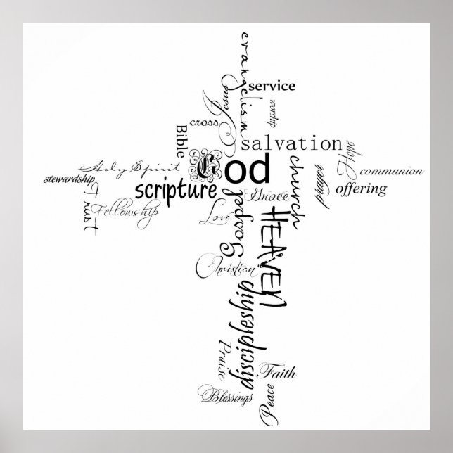 Póster cartel de la cruz cristiana (Frente)