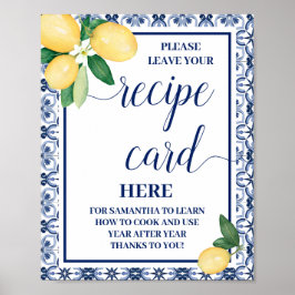 Póster Cartel de la ducha de la receta de la carta Lemons