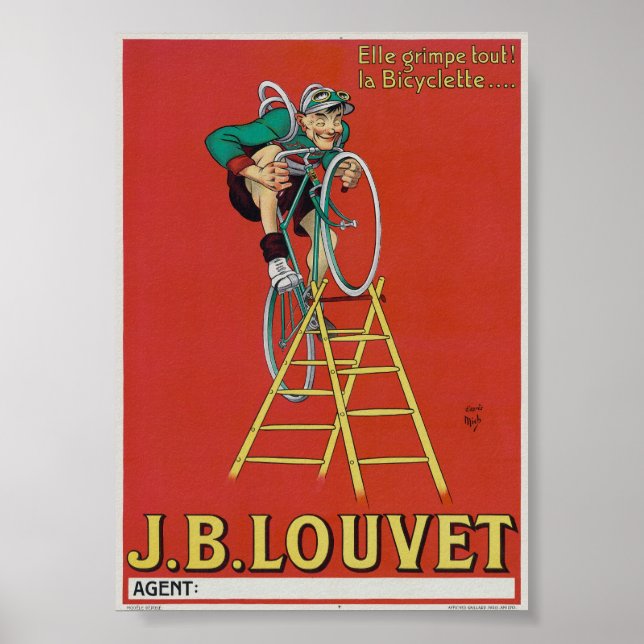 Póster Cartel de la época de la bicicleta de Louvet 1922 (Frente)