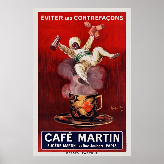 Póster Cartel de la época del café Martin, francés Art De (Frente)