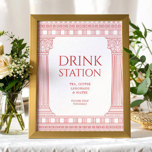 Póster Cartel de la Estación de Bebidas para la fiesta de