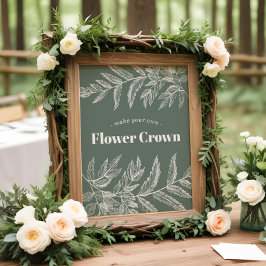 Póster Cartel de la estación de corona de flores del bosq