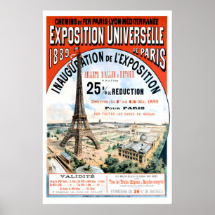 Póster Cartel de la Exposición de la Torre Eiffel 1889 Vi